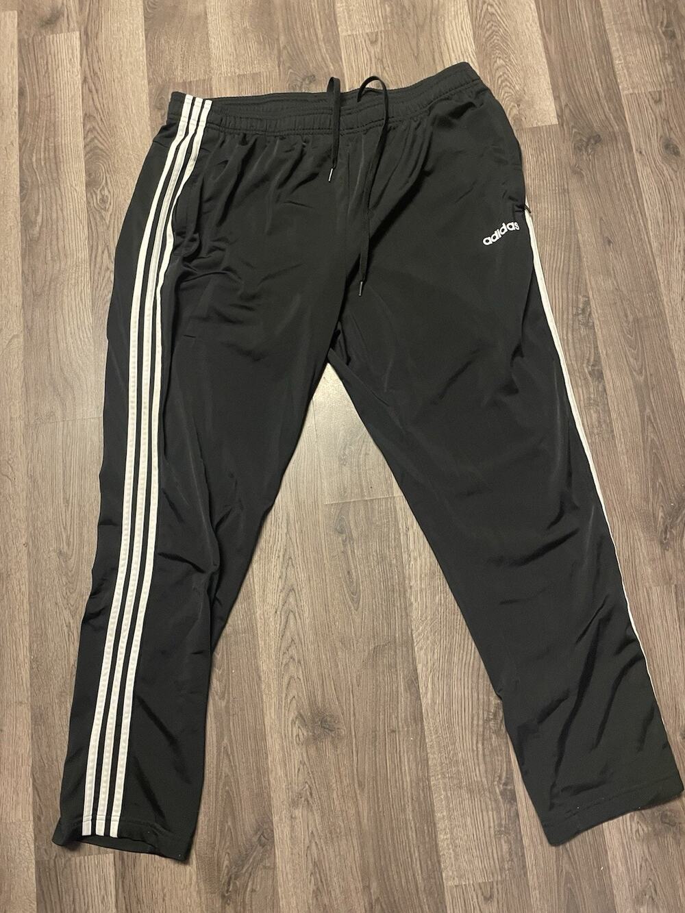 Adidas Men’s 3-Stripes Tricot Track Pants 2XL Black White Zipper Pockets